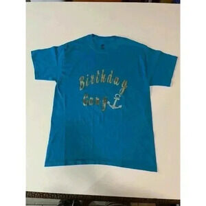 Hanes birthdays men blue short‎ sleeve t-Shirt medium size